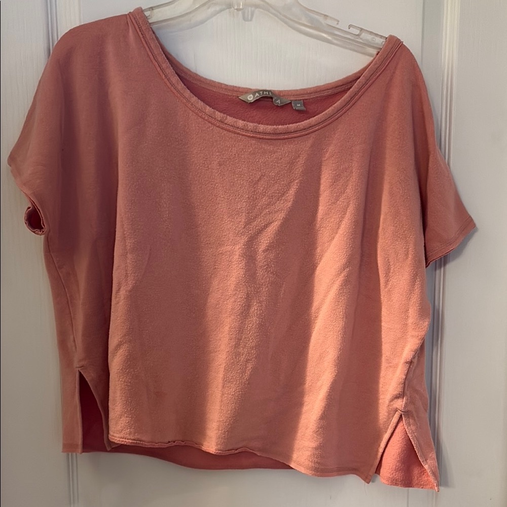 Athleta Pink Relaxed Crop Tee Short Sleeve